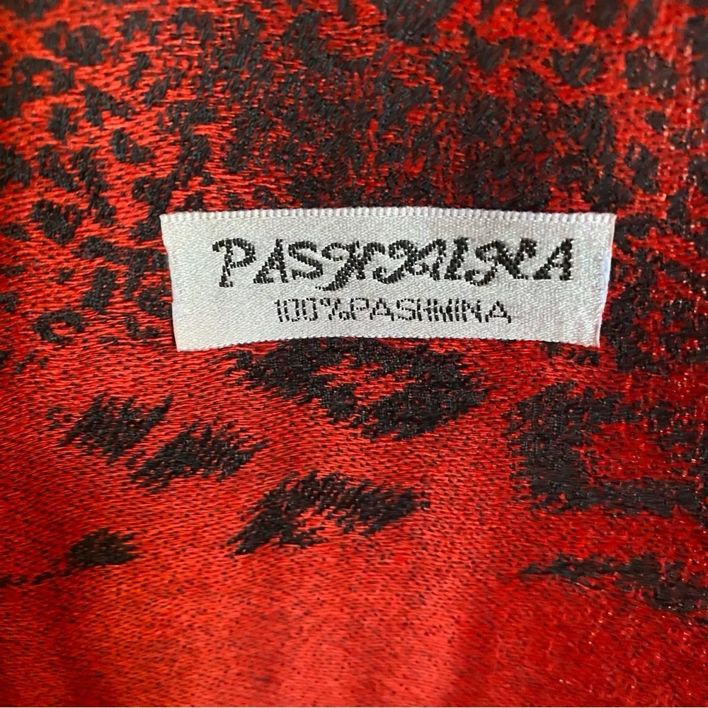 Pashmina Scarf Tiger Print Red and Black, Yellow Rhinestone Eyes